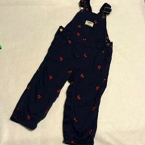 OshKosh B’gosh 18 month cherry & navy overalls. EUC!